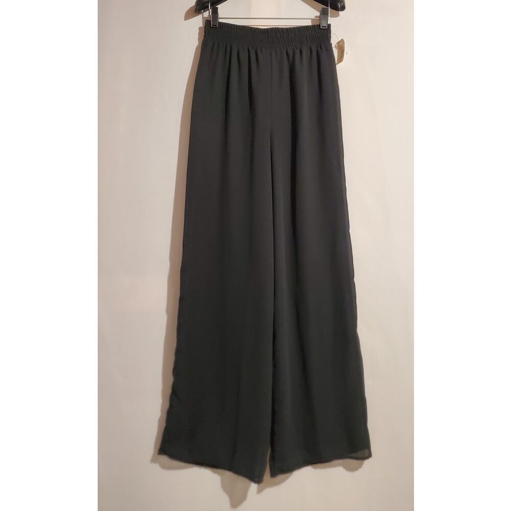 Vtg 90s Deadstock Requirements Sheer Wide Leg Palazzo Pants Size S Black Flowy